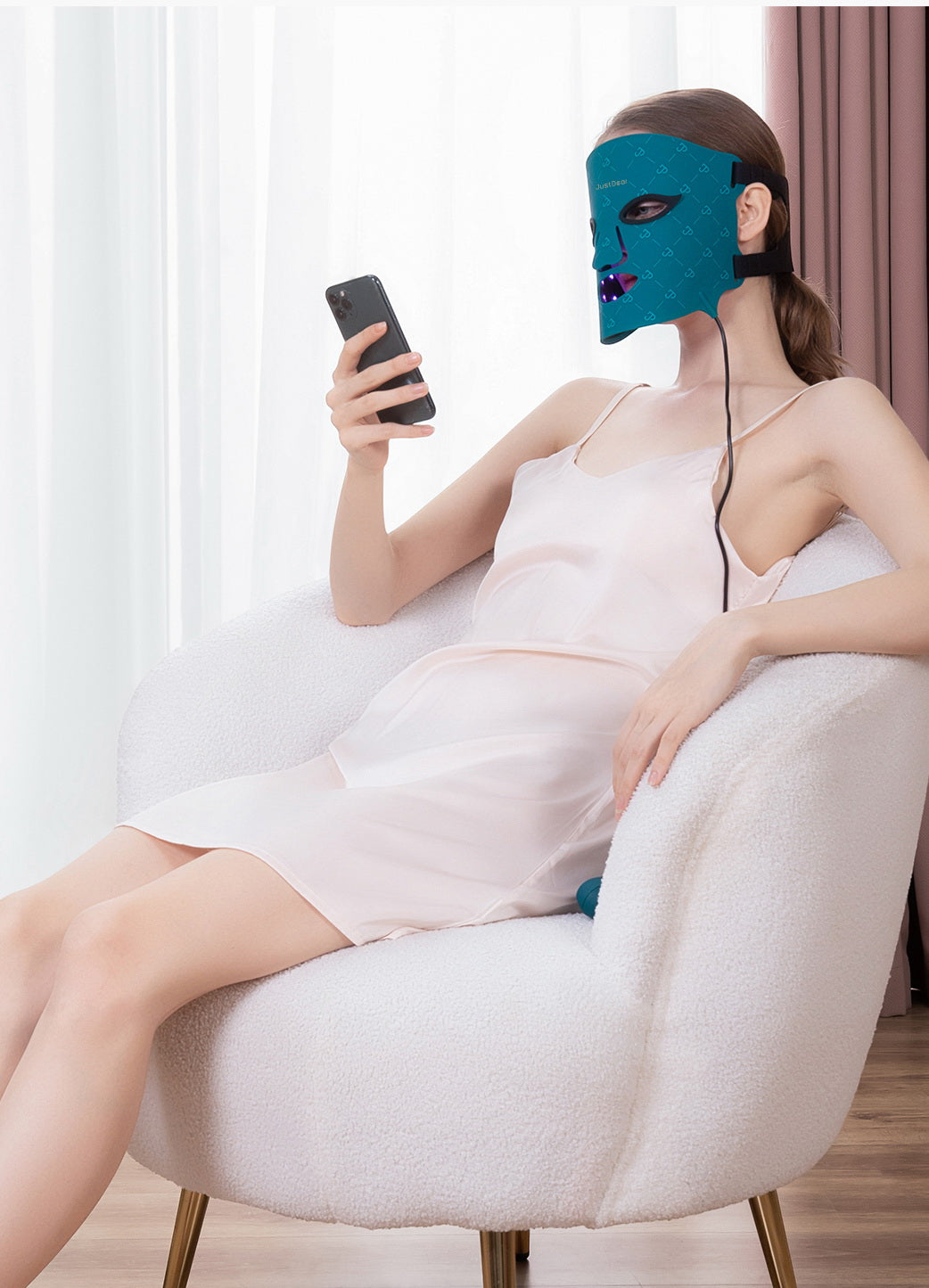 JUSTDEAR LED Light Mask for Medical and Aesthetic Skin Treatments At-Home Skin Rejuvenation, Targets Wrinkles, Boosts Collagen & Firms Skin